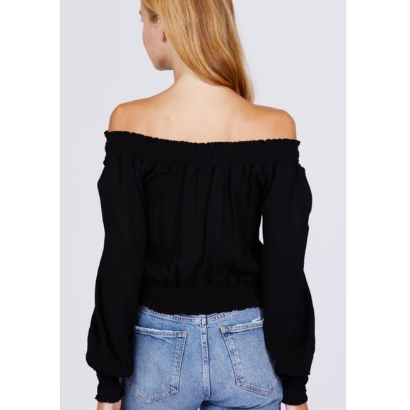 Black off Shoulder Top NWT - Picture 2 of 3